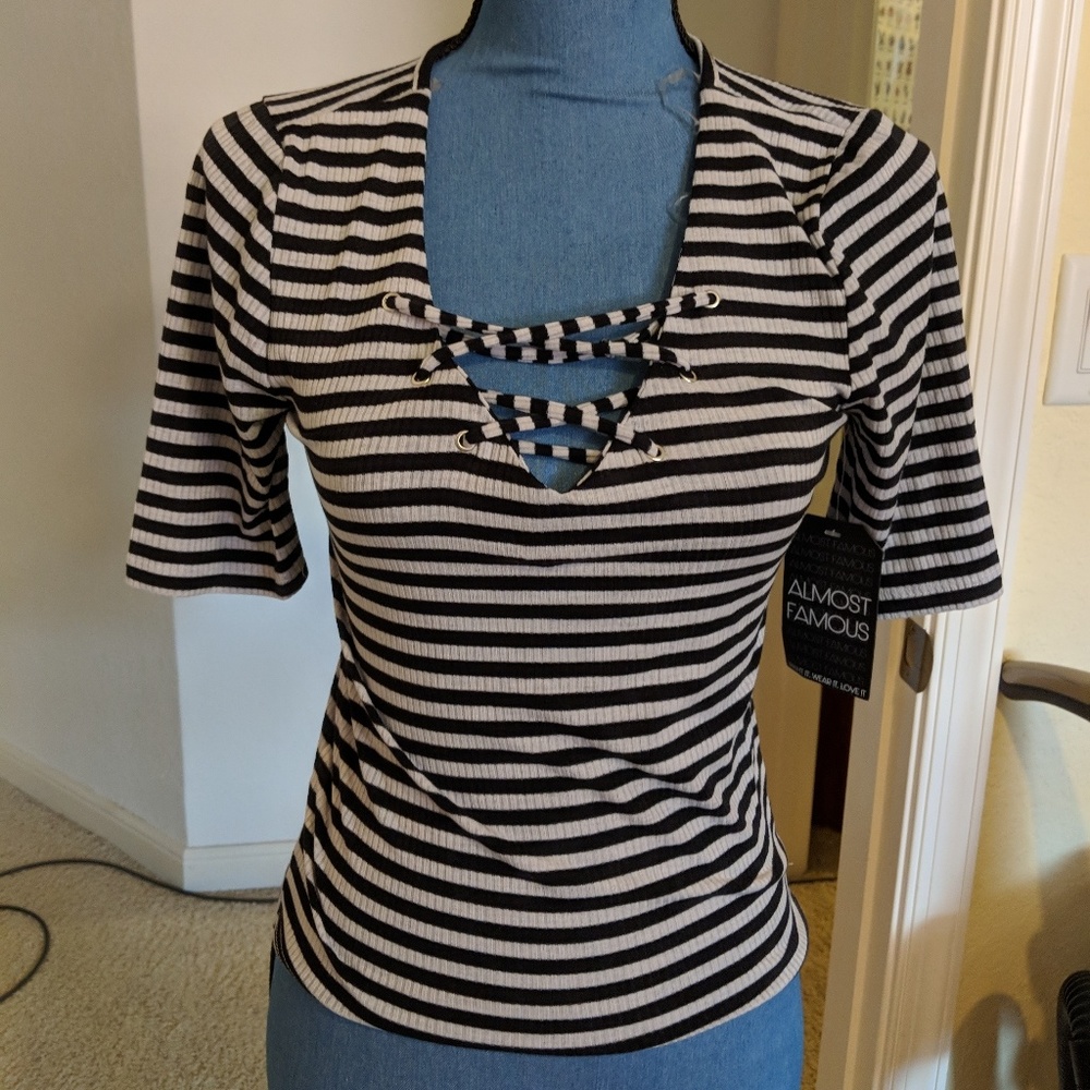 Almost famous grey striped top